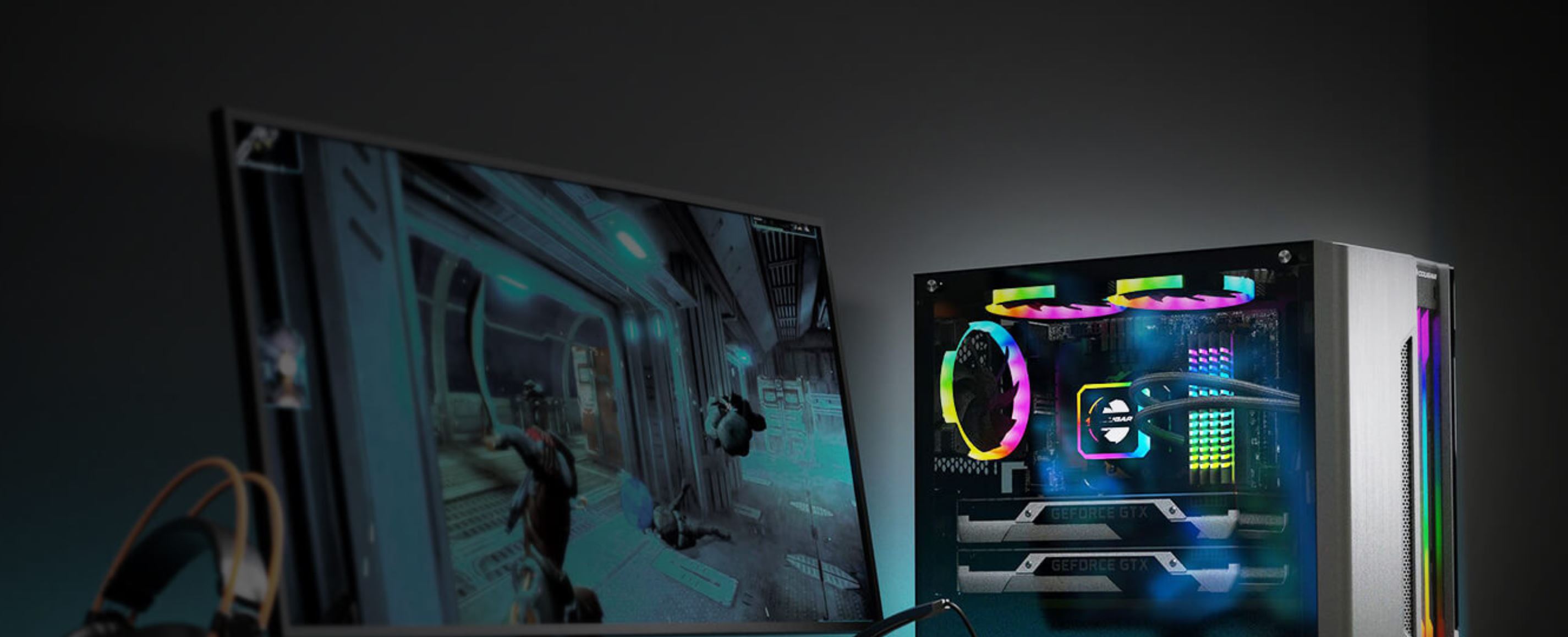 Cougar Gemini-M Tempered Glass RGB Mini Tower mATX Case - Silver (Gemini-M Silver)