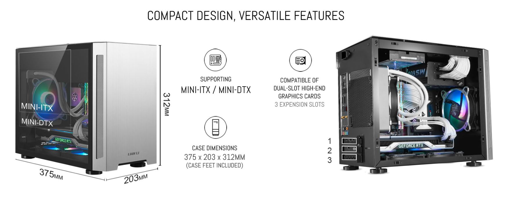 Lian Li PC-TU150 Portable Tempered Glass Mini ITX Case - Silver