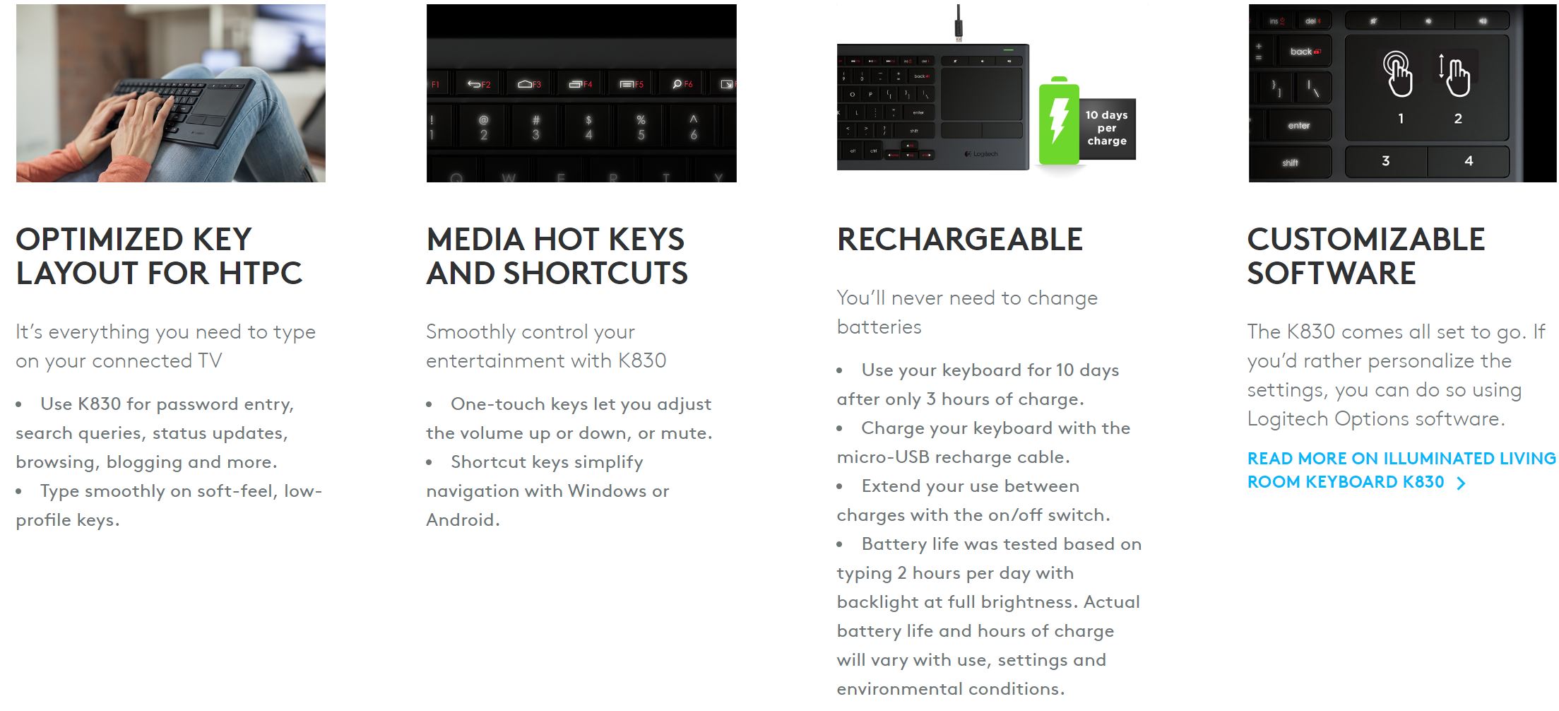 Logitech K830 Illuminated Wireless Keyboard (920-007182)