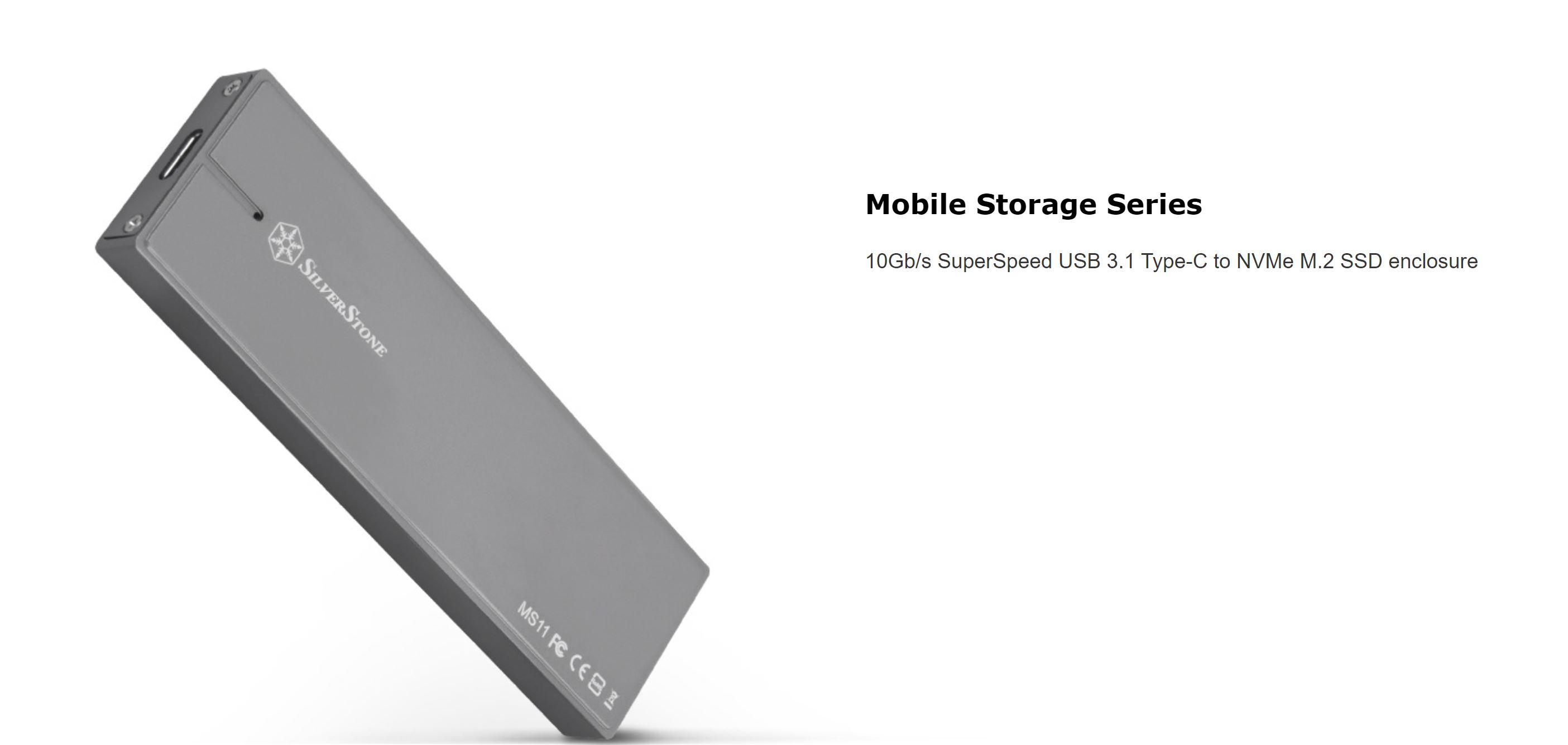 SilverStone M.2 PCIE SSD to USB 3.1 Enclosure - Charcoal (SST-MS11C)