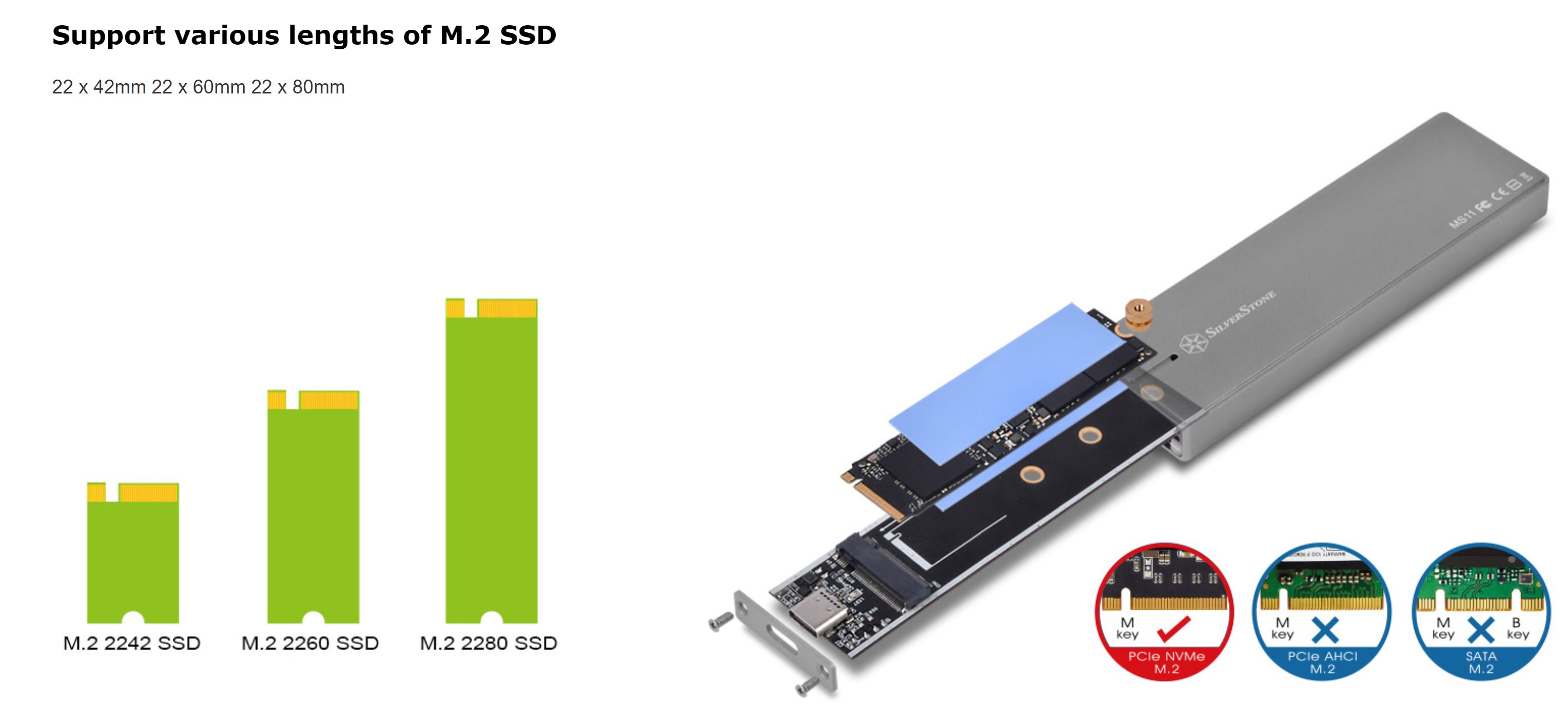 SilverStone M.2 PCIE SSD to USB 3.1 Enclosure - Charcoal (SST-MS11C)