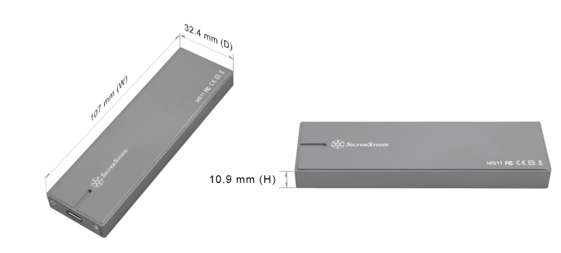 SilverStone M.2 PCIE SSD to USB 3.1 Enclosure - Charcoal (SST-MS11C)