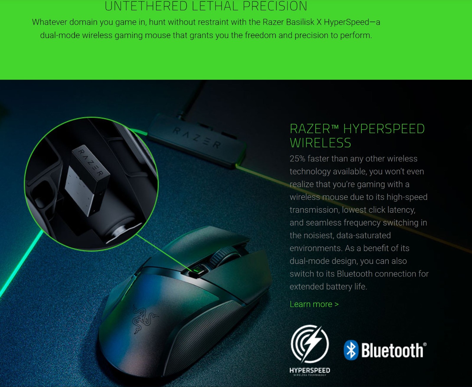 Razer Basilisk X HyperSpeed Wireless Ergonomic Gaming Mouse (RZ01-03150100)