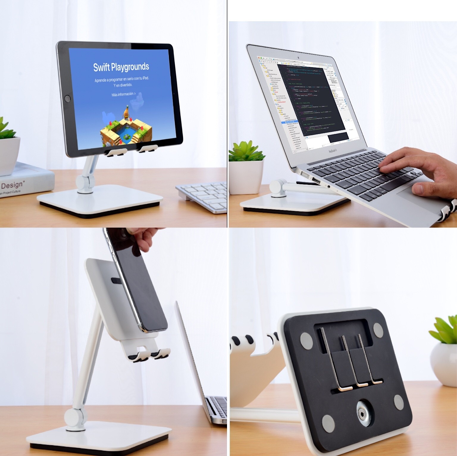 BlueEye Full Motion 3 in 1 Smartphone Tablet and Notebook Holder - White (BL-K1W)