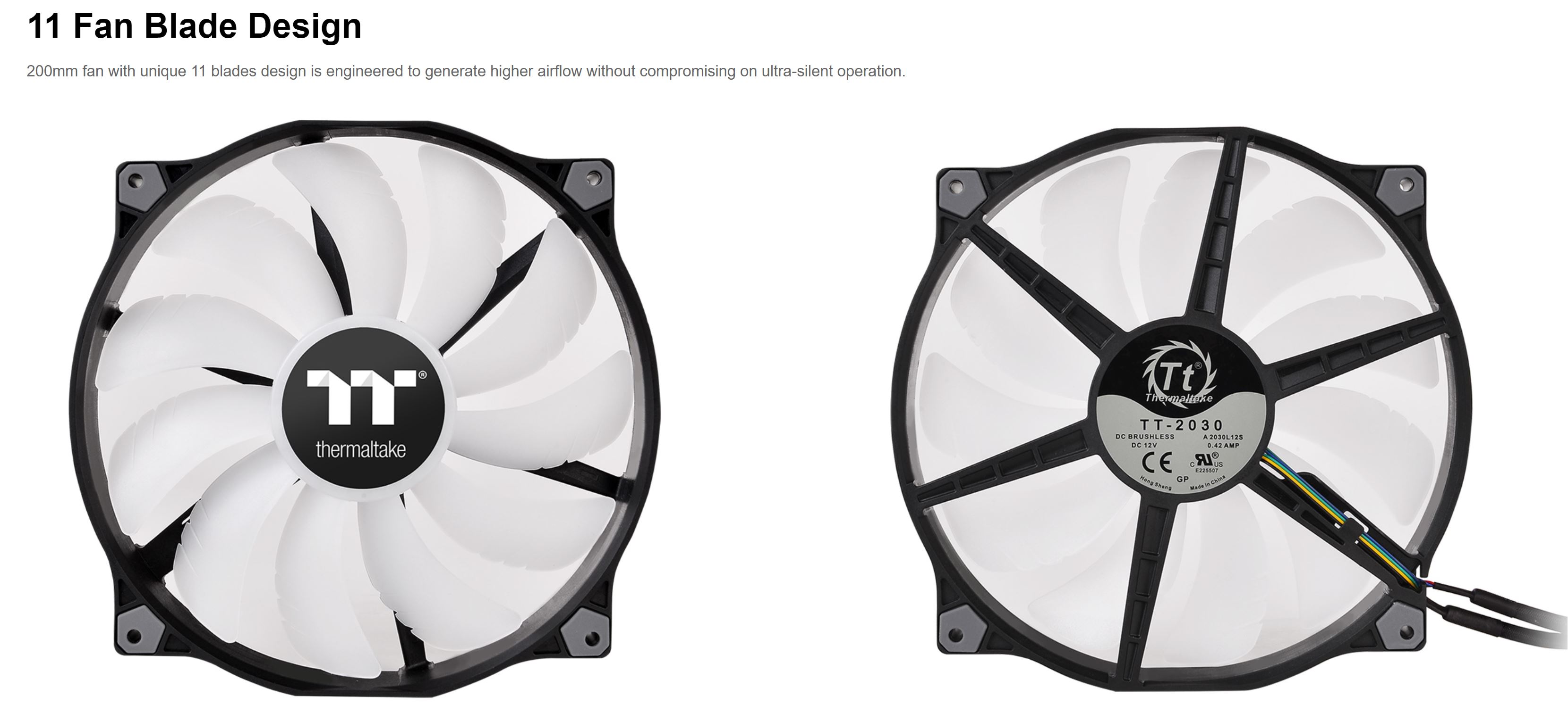 Thermaltake Pure 20 200mm ARGB Sync Case Fan TT Premium Edition - 1 Pack (CL-F081-PL20SW-A)