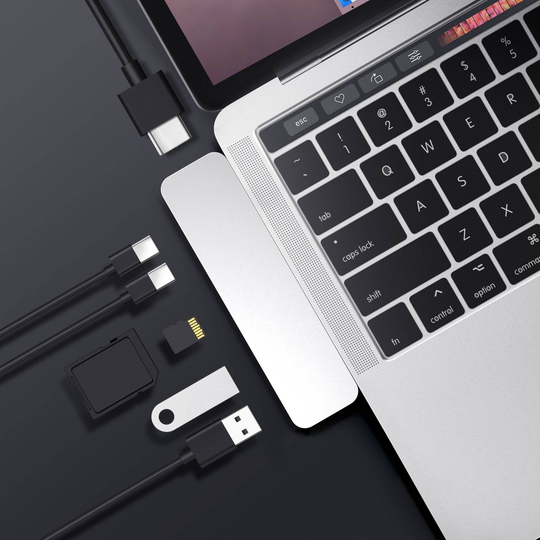 HyperDrive Duo MacBook Pro USB Type C Multifunction Hub - Silver