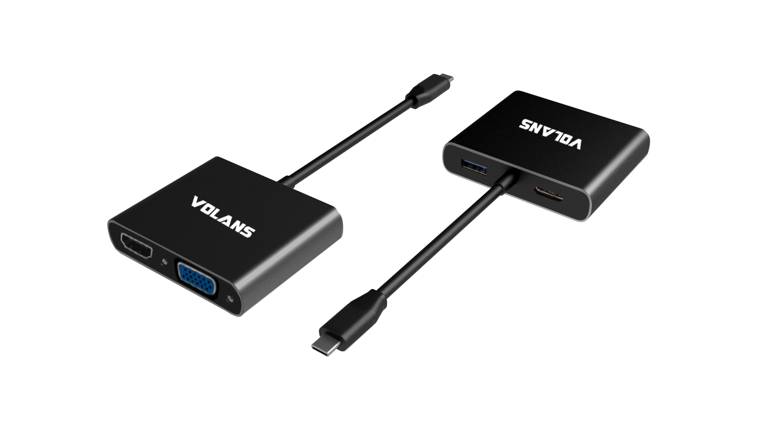 Volans Aluminium USB-C Multiport Adapter Type-C Power HDMI VGA USB3.0 (VL-UCVH3C)