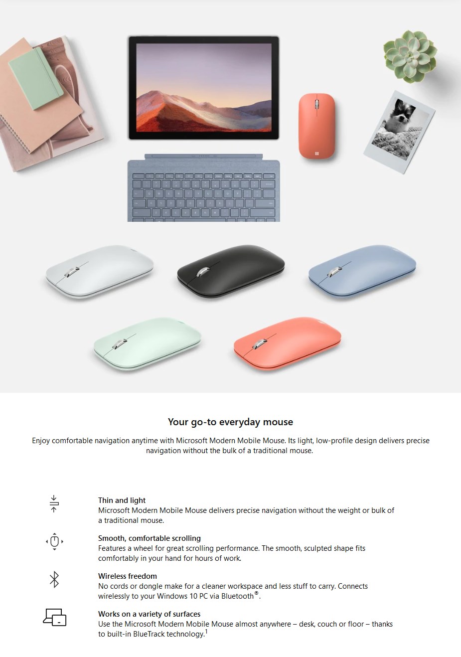 Microsoft Modern Mobile Mouse Bluetooth Glacier - msy.com.au