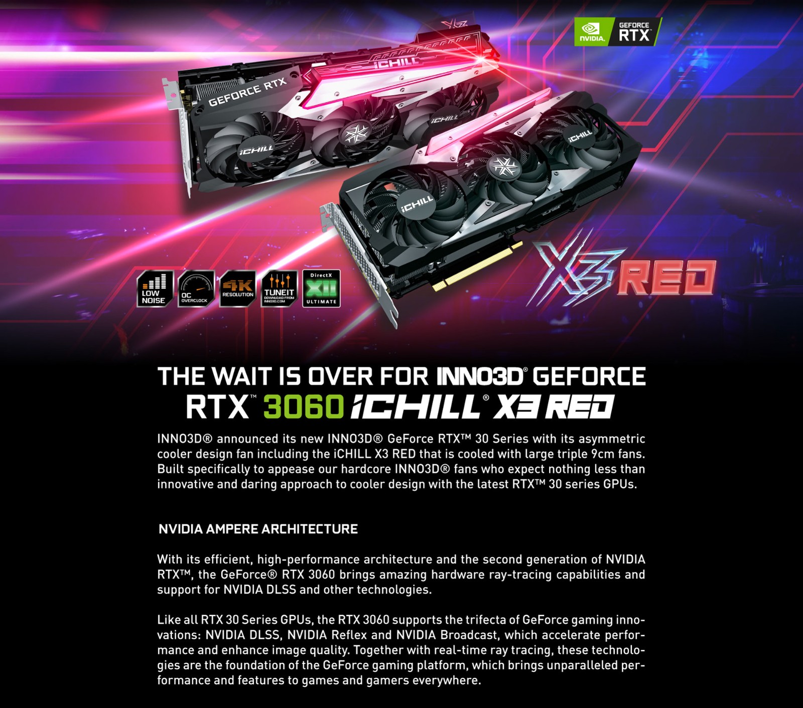 Inno3D GeForce RTX 3060 iChill X3 Red LHR 12G Graphics Card