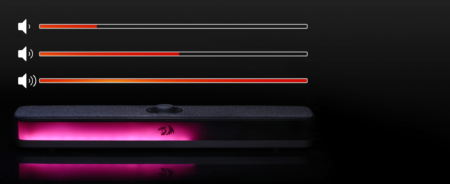 Redragon GS515 RGB Desktop Soundbar, 2.0 Channel Stereo Computer Speakers for Desktop with Bluetooth 5.3, USB-C/USB Powered, Black