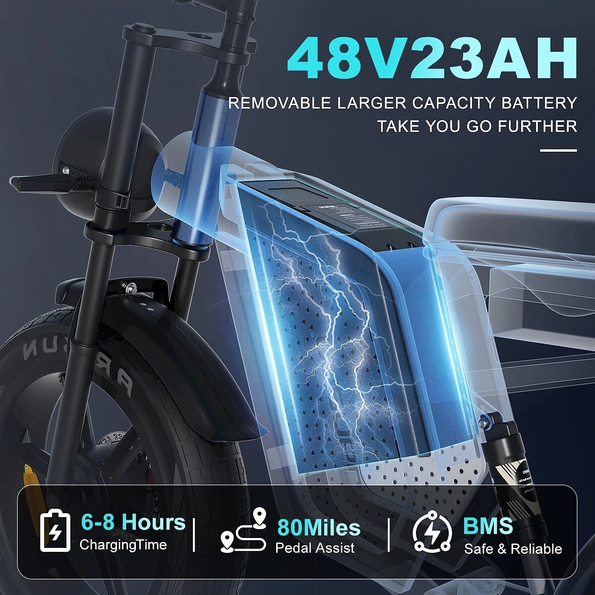 JANSNO X60 Electric Bicycle 48V 23Ah Dual Motor 1500W Max Speed 48km/h 20' FatTire MTB High-Carbon Steel Electric Bike