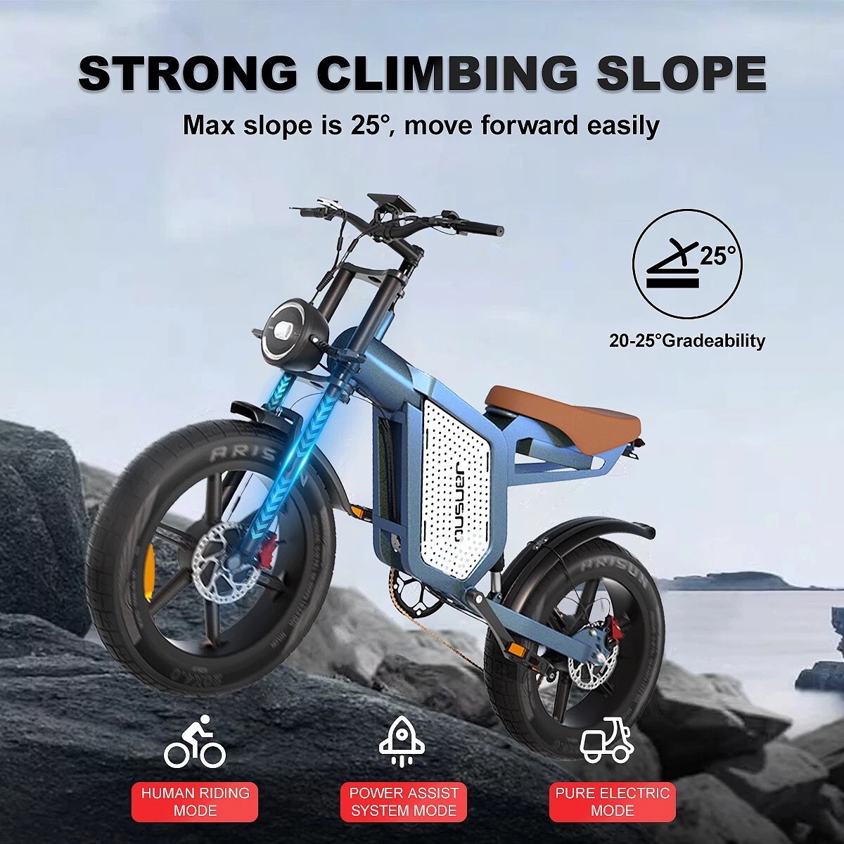 JANSNO X60 Electric Bicycle 48V 23Ah Dual Motor 1500W Max Speed 48km/h 20' FatTire MTB High-Carbon Steel Electric Bike