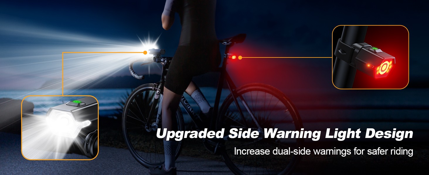 2026 New 1000 Lumen Super Bright Bike Lights with Side Light, 4+6 Modes Rechargeable Bicycle Lights Front & Rear, IP65 Waterproof Bike Headlight for D