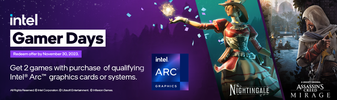 Get 2 games with purchase of qualifying Intel Arc graphics cards or systems