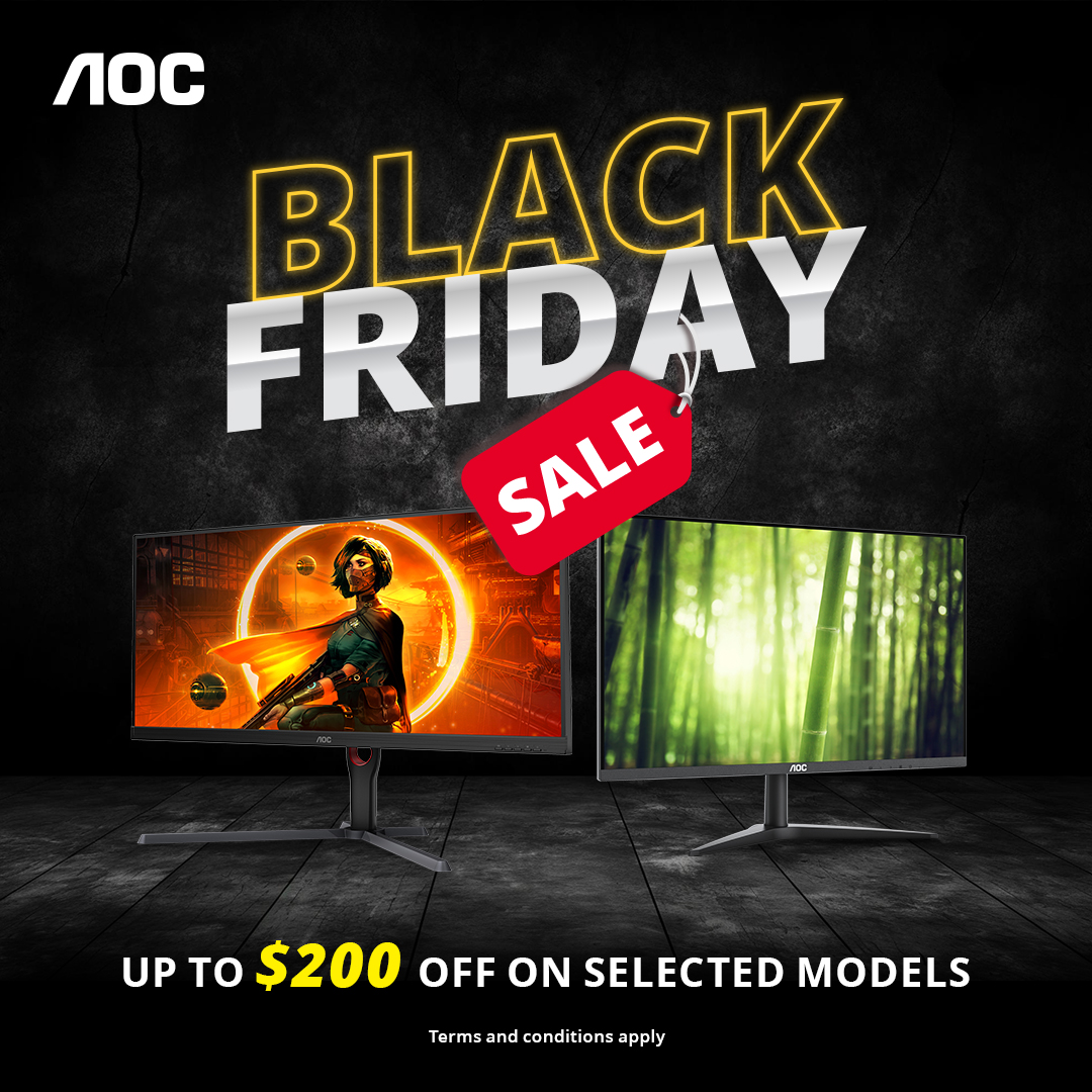 AOC Monitors Black Friday Sales - UP TO $200 OFF ON SELECTED MODELS
