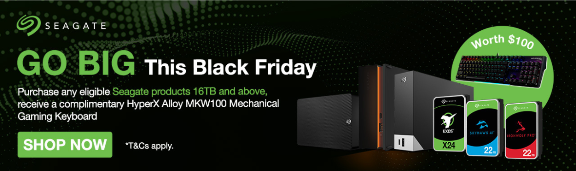 Purchase Any 16TB+ Seagate Drive and Get a a HyperX Alloy MKW100 Keyboard worth $100+!