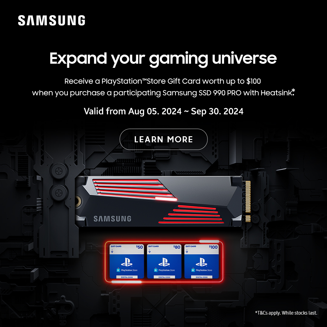 Buy Select Samsung 990 PRO SSDs and Get Up to $100 Sony PlayStation Store Gift Card