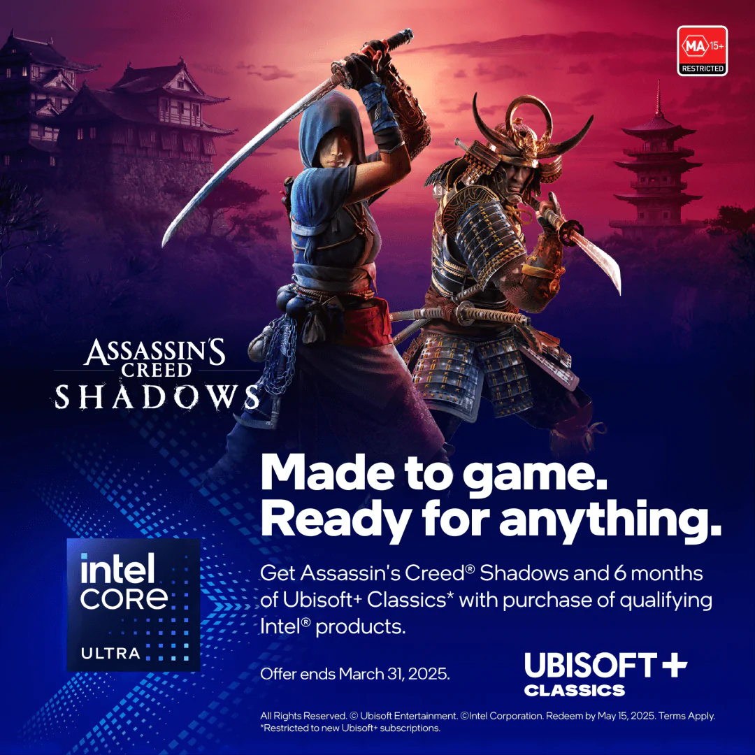 Get Assassin's Creed® Shadows and 6 months of Ubisoft+ Classics with purchase of qualifying Intel® products.