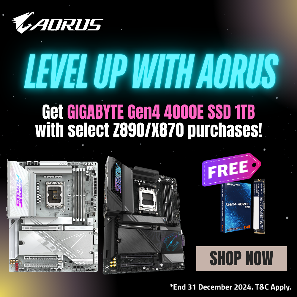 Gigabyte Level Up With AORUS: X870 / Z890 MB with Bonus SSD