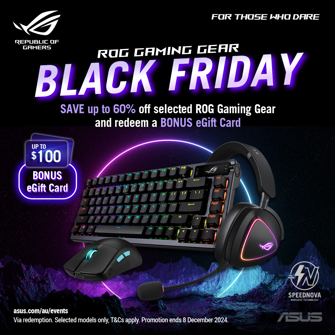 Purchase selected ROG Gaming Gear and redeem a bonus eGift Card up to $100