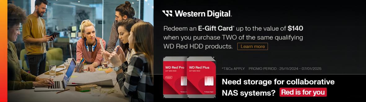 Redeem an E-Gift Card* up to the value of $140 when you purchase TWO of the same qualifying WD Red HDD products.