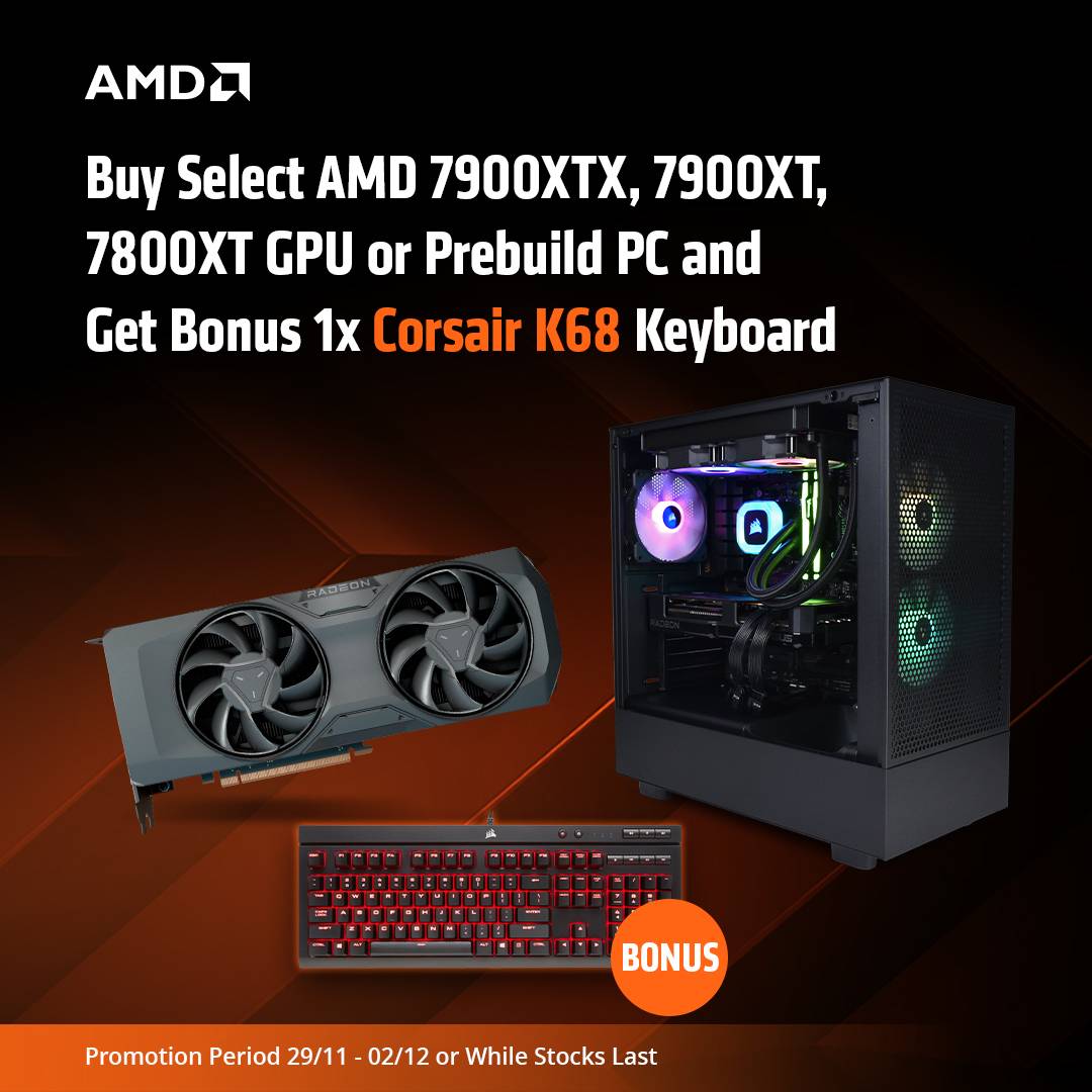 Get a Free Corsair K68 With Purchase of Select AMD GPU and Prebuild PCs!