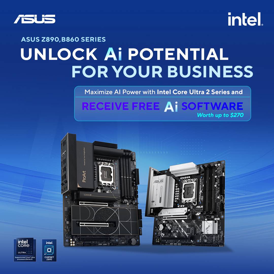 Buy an ASUS Z890, B860, H810 motherboard or ROG NUC / ASUS NUC 14 series to unlock new AI experiences for your business!