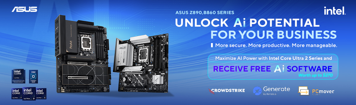 Buy an ASUS Z890, B860, H810 motherboard or ROG NUC / ASUS NUC 14 series to unlock new AI experiences for your business!