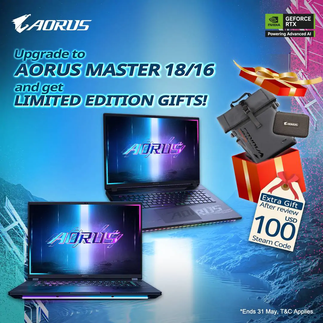 AORUS MASTER 18/16: Exclusive Merch Bundle & Bonus Steam Code Reward