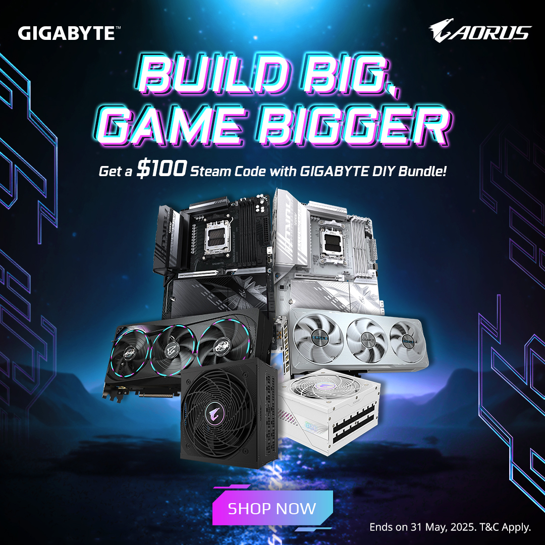 GIGABYTE DIY Bundle get $100 STEAM CODE ( 1st – 31st May 2025 ) 