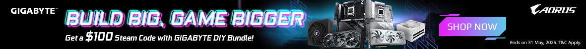 GIGABYTE DIY Bundle get $100 STEAM CODE ( 1st – 31st May 2025 ) 