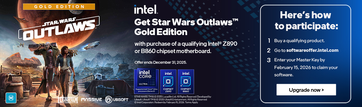 Get Star Wars Outlaws Gold Edition with purchase of a qualifying ASUS/ROG Z890 or B860 Chipset Motherbroad