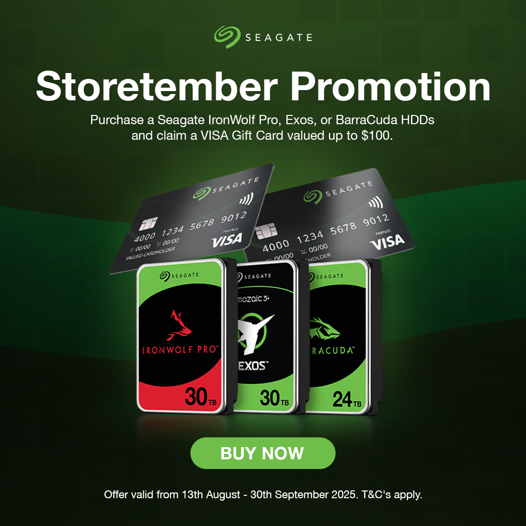 Purchase Selected High Capacity Seagate HDD's & Redeem a bonus VISA Card worth up to $100!