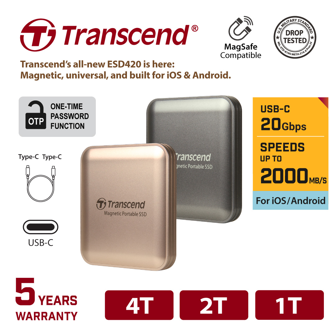 Transcend ESD420 Magnetic Portable SSD for iOS & Android