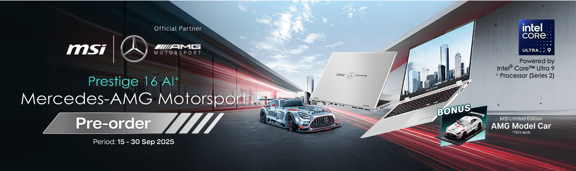 Receive a Mercedes-AMG Model Car with the purchase of an eligible MSI Mercedes-AMG Laptop
