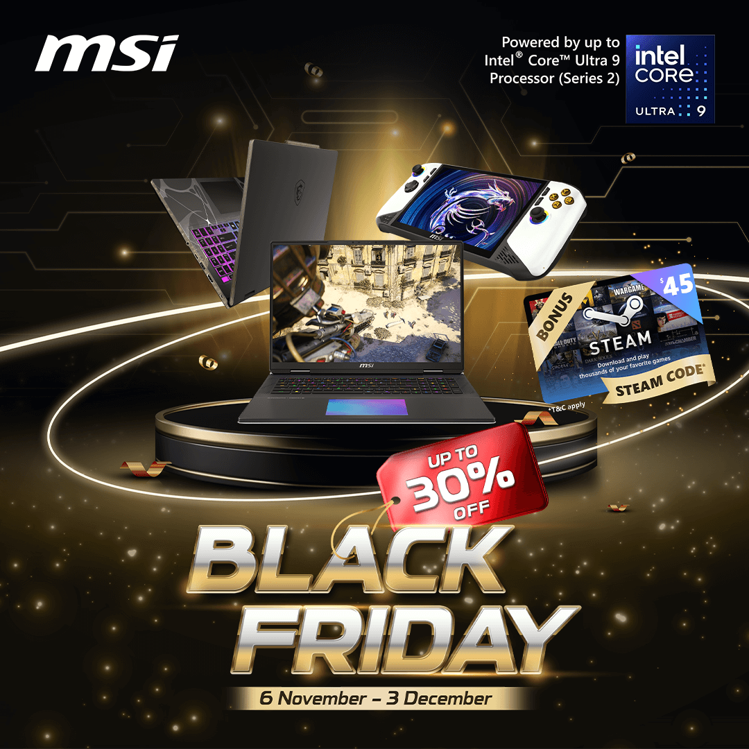 Get a $45 Steam Gift Card with Select MSI Gaming Laptops & Handhelds | MSI Black Friday Deal 2025