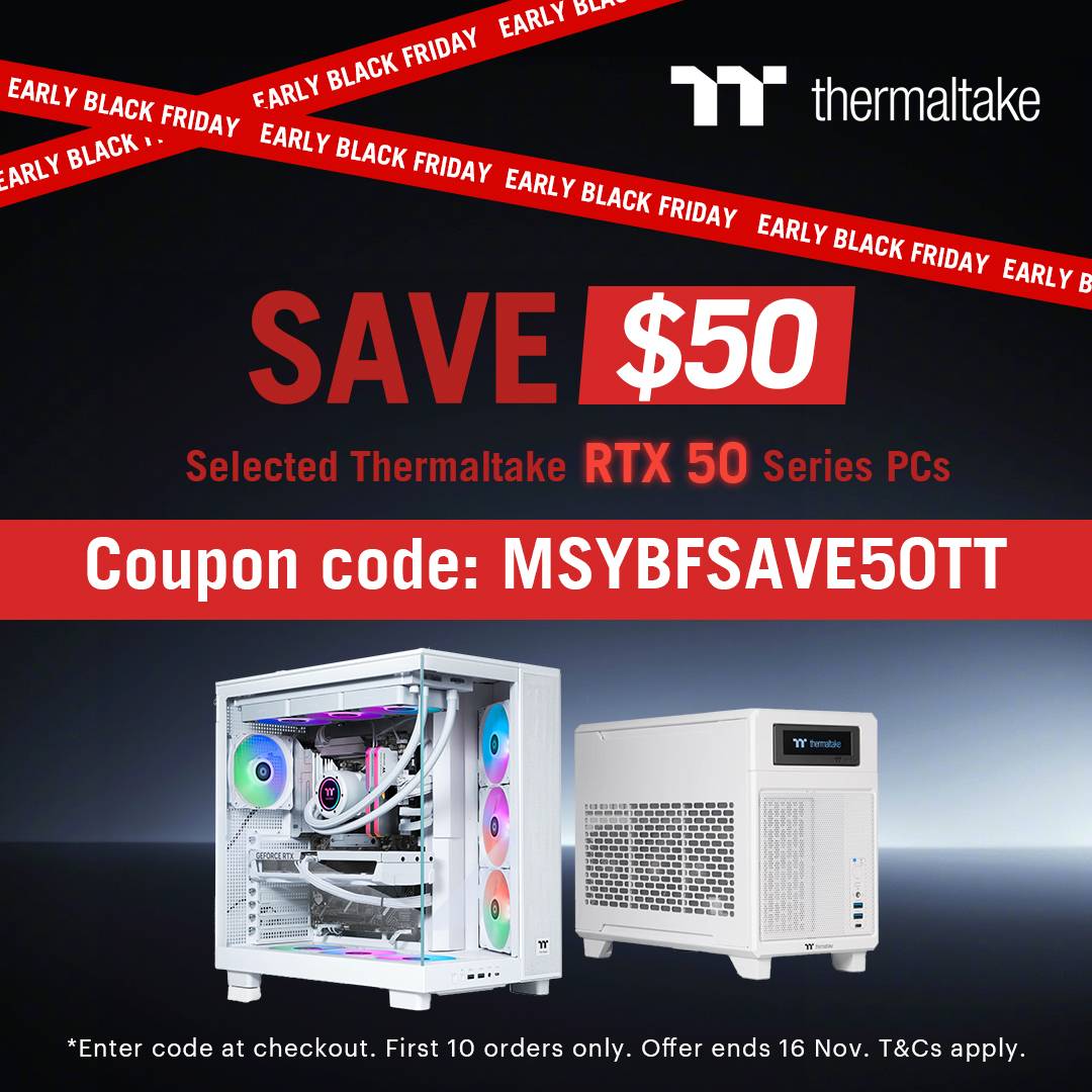 Exclusive Extra $50 Off Coupon + Save Up to $500 on Thermaltake RTX 50 Series Gaming PCs