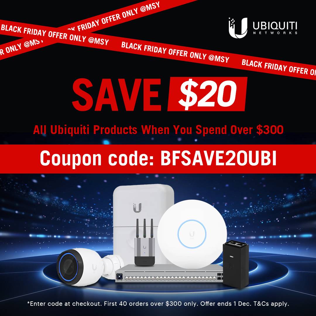 Use Code MSYBFSAVE20UBI | Get $20 Off All Ubiquiti Products Over $300 This Black Friday