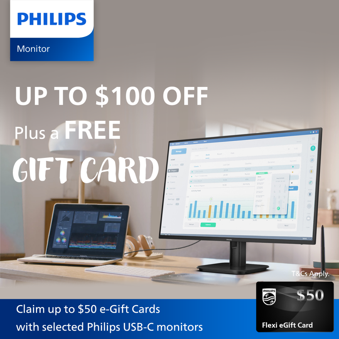 Philips USB-C Monitor Cashback | Save Up to $100 + Get Up to $50 e-Gift Card