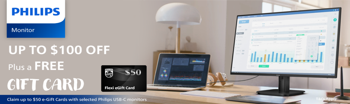Philips USB-C Monitor Cashback | Save Up to $100 + Get Up to $50 e-Gift Card