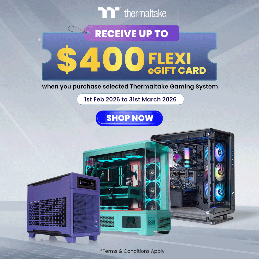 Get Up to $400 Flexi eGift Card with Selected Thermaltake Gaming Systems