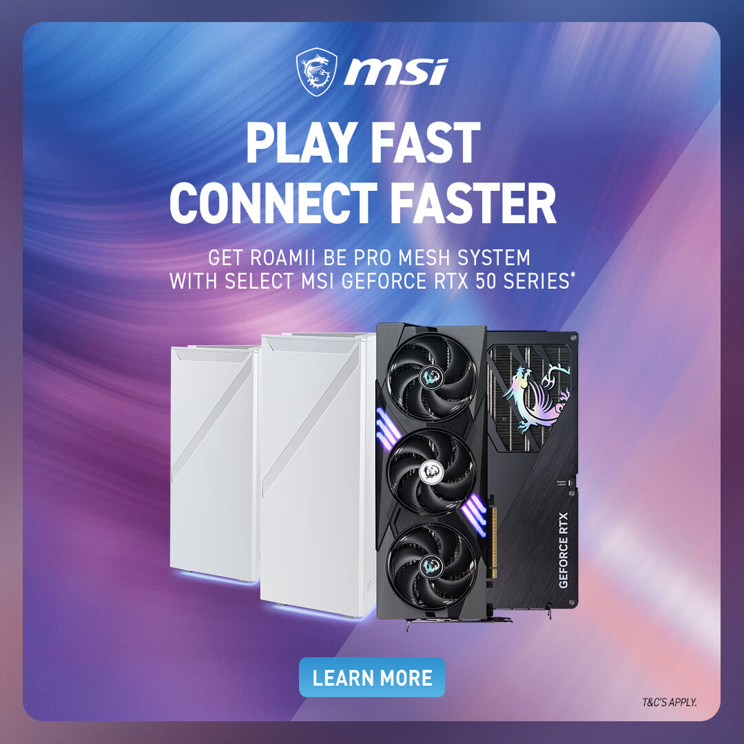 Get MSI Roamii BE Pro WIFI 7 Mesh System with select MSI GeForce RTX 50 Series Graphics Cards