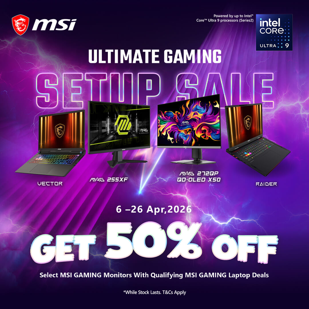 MSI Ultimate Gaming Setup Sale 2026 | 50% Off Select Monitors with Eligible Raider & Vector Laptops