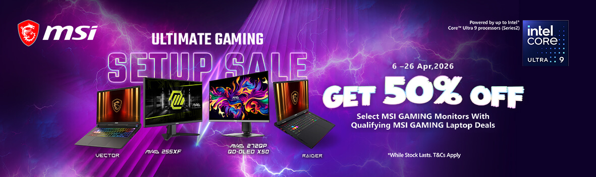 MSI Ultimate Gaming Setup Sale 2026 | 50% Off Select Monitors with Eligible Raider & Vector Laptops