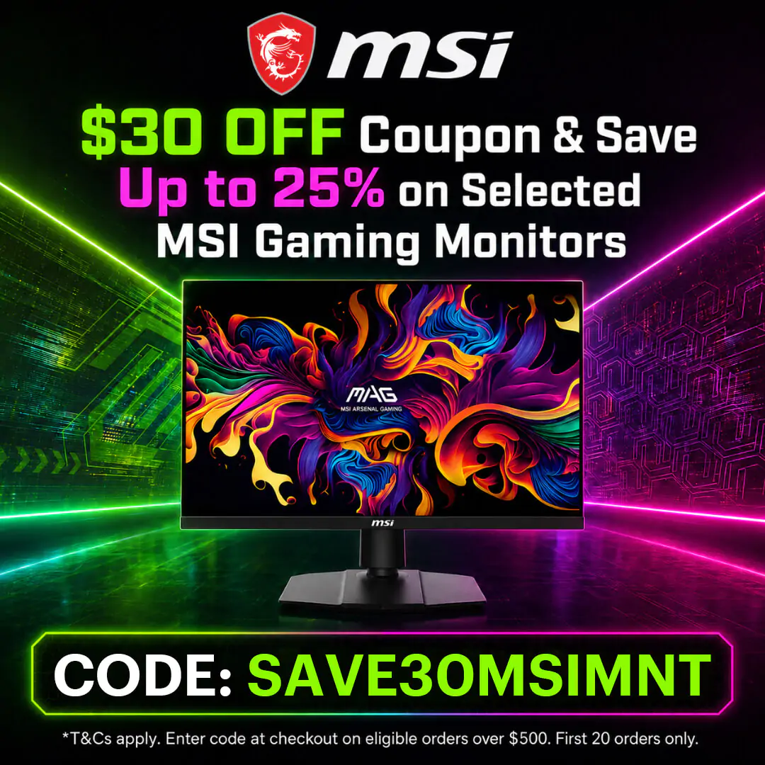 Get an Etra $30 OFF Coupon on Selected MSI Gaming Monitors