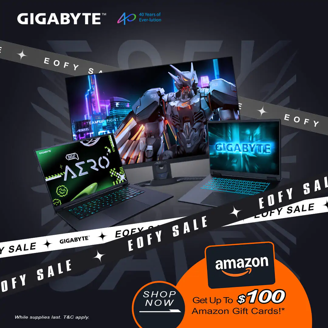 Get Up to $100 Amazon E-Gift Card with Selected GIGABYTE Laptops & Monitors