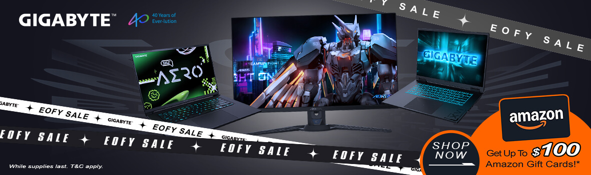 Get Up to $100 Amazon E-Gift Card with Selected GIGABYTE Laptops & Monitors