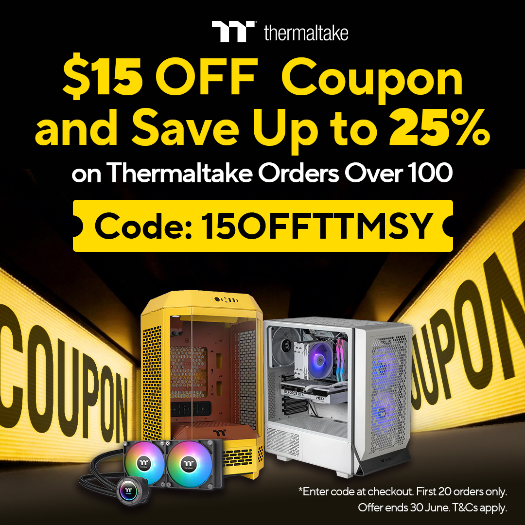 Use Code '15OFFTTMSY' to Save an Extra $15 on on Eligible Thermaltake Orders Over $100