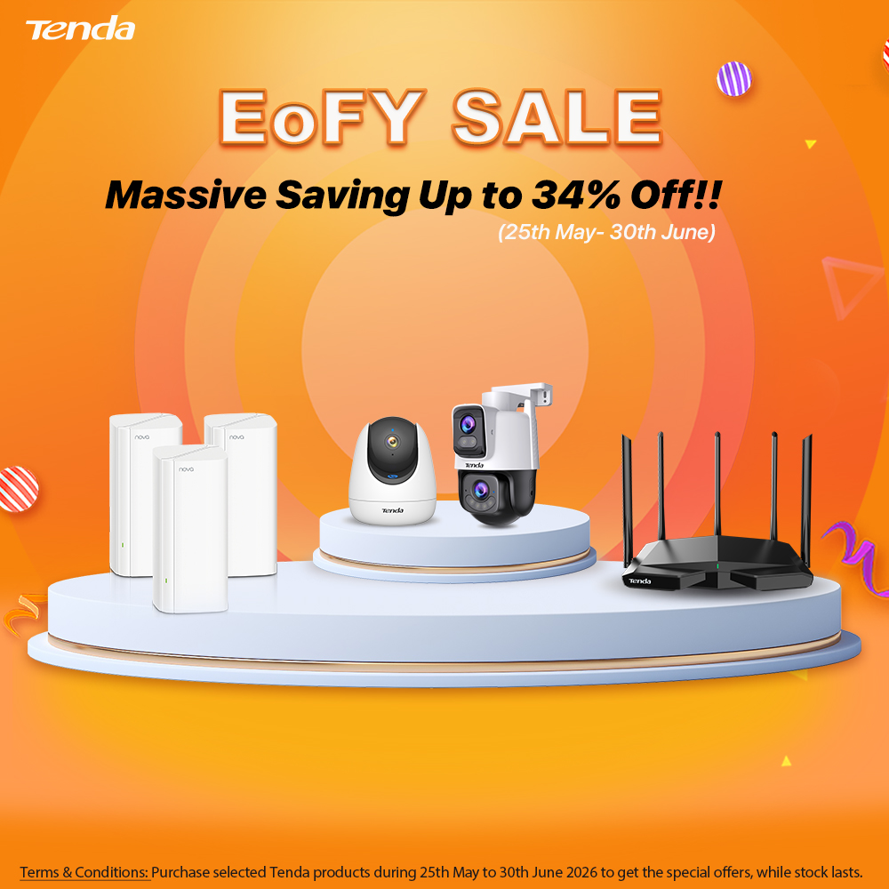 Tenda 2026 EOFY Sale | Up to 34% Off Wi-Fi 6 Routers & Cameras