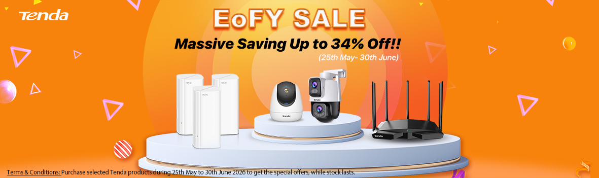 Tenda 2026 EOFY Sale | Up to 34% Off Wi-Fi 6 Routers & Cameras